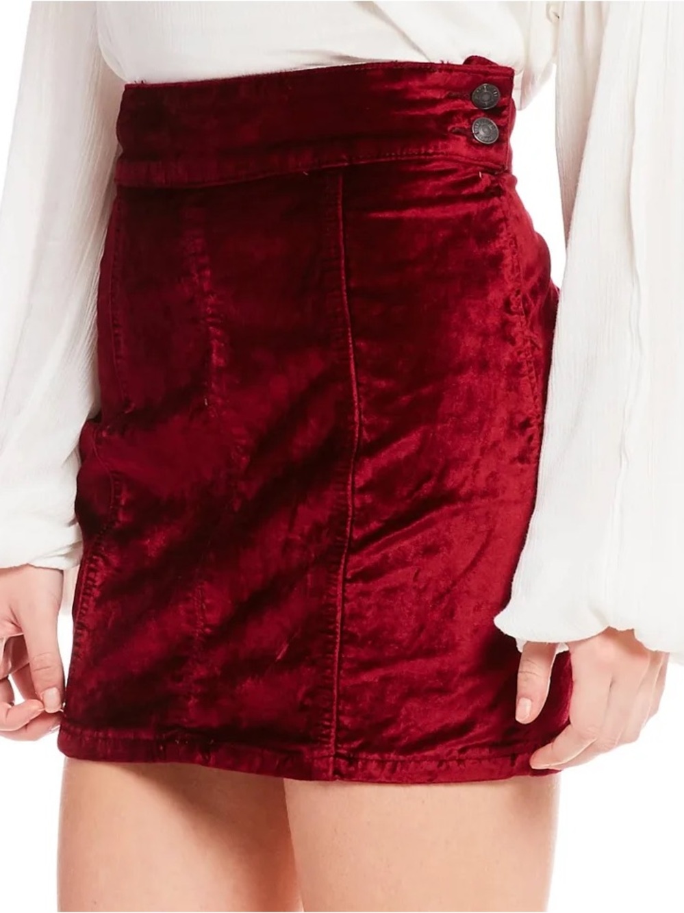 Free People Red Velvet Mini Skirt